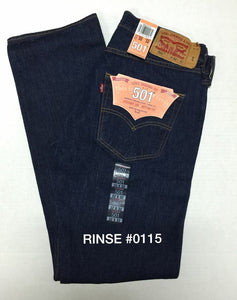 Levi's 501 Straight Fit Button Fly Jeans Prewashed 00501-0115 Rinse