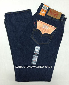 Levi's 501 Straight Fit Button Fly Jeans Prewashed 00501-0194 Dark Stonewash
