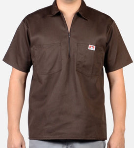 BEN DAVIS SHORT SLEEVE 1/2 ZIPPER SOLID SHIRTS