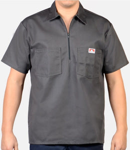 BEN DAVIS SHORT SLEEVE 1/2 ZIPPER SOLID SHIRTS