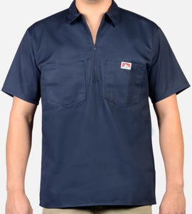 BEN DAVIS SHORT SLEEVE 1/2 ZIPPER SOLID SHIRTS