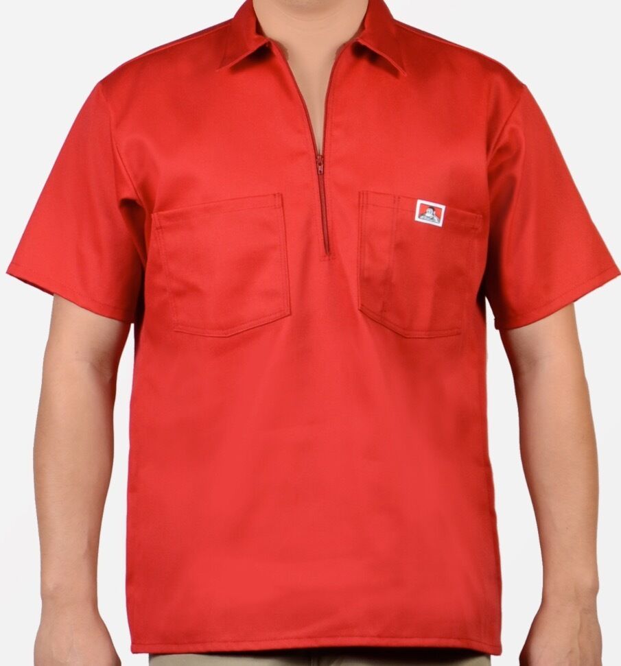 BEN DAVIS SHORT SLEEVE 1/2 ZIPPER SOLID SHIRTS